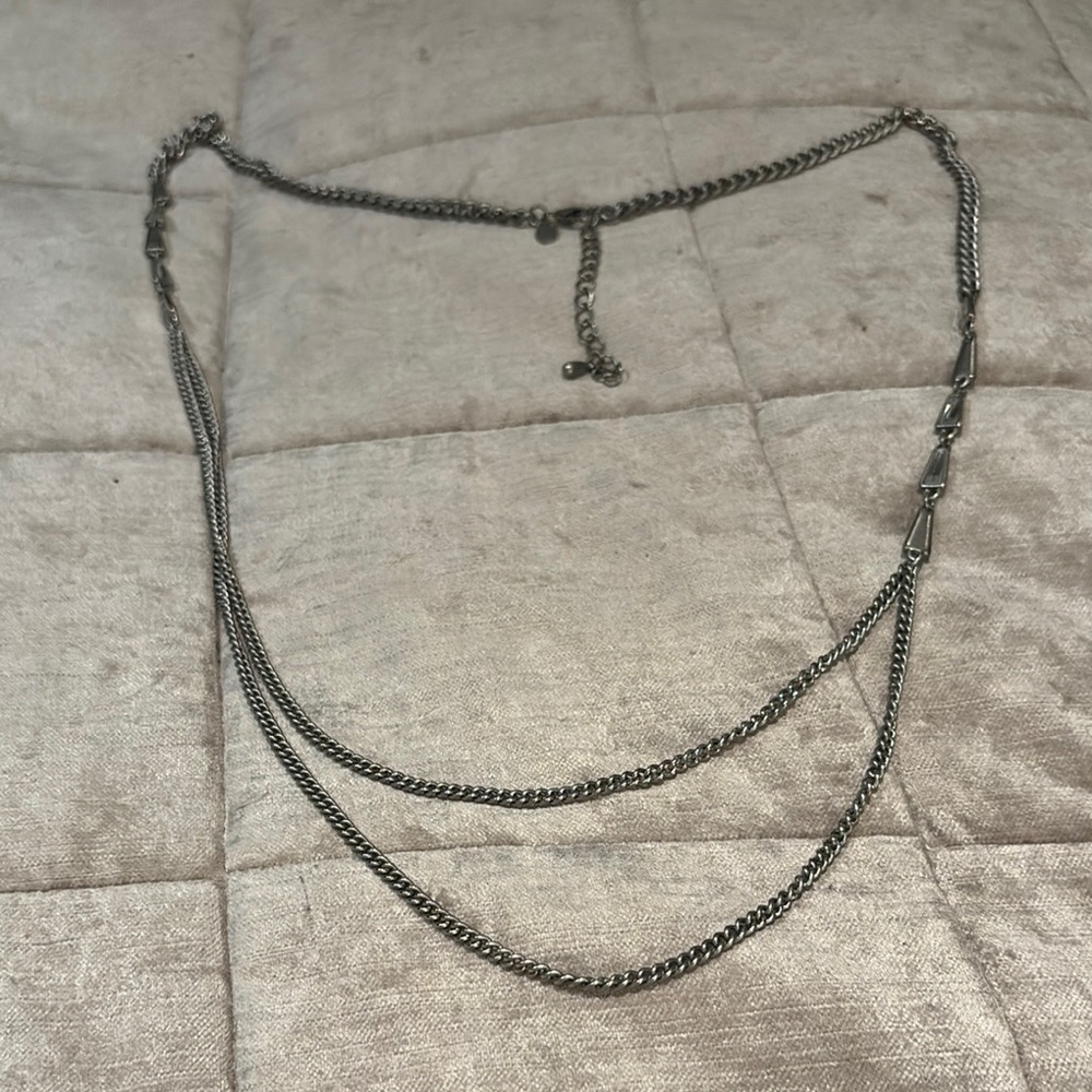 Lia Sophia Hype Crystal Double Strand Silver Layered Chain Necklace
